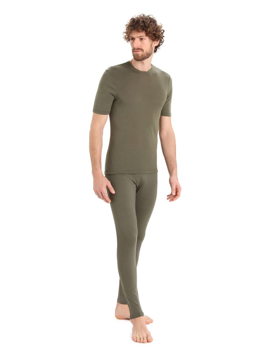 Icebreaker Merino 175 Everyday Rövid Sleeve Crewe Thermal Top Férfi Base Layers Olivazöld | HU 1377JPQJ